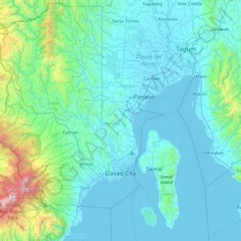Davao City topographic maps, elevation, terrain.